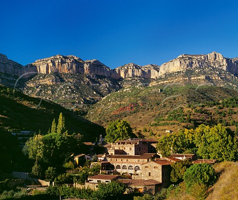 The village of Scala Dei home to Cellers de Scala Dei with the Sierra de Montsant beyond Catalonia Spain Priorato