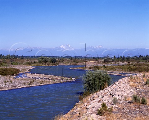 Maule River with the Andes in the distance   Chile
