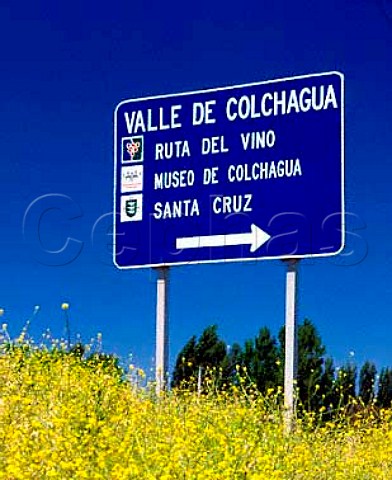 Sign for the Wine Route Ruta del Vino   in the Colchagua Valley Chile