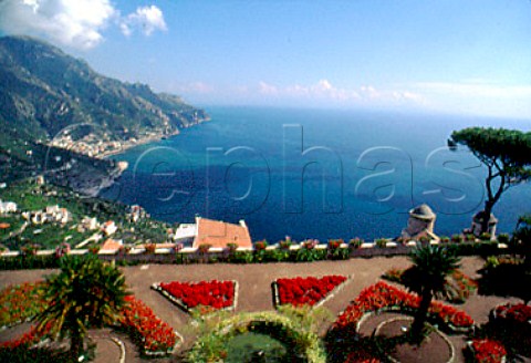 The gardens at Ravello  looking south along the Amalfi coast  Campania Italy