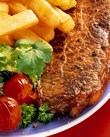 Steak chips and tomatoes