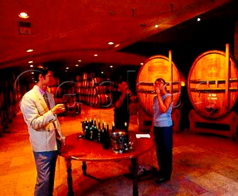 Philippe Guigal conducting a tasting in the   Cathedral Barrel Cellar of E Guigal   Ampuis Rhne France