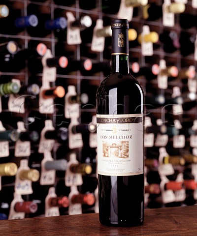 Bottle of 1996 Concha y Toro Don Melchor Cabernet   Sauvignon in the wine cellar of the Hotel du Vin   Bristol