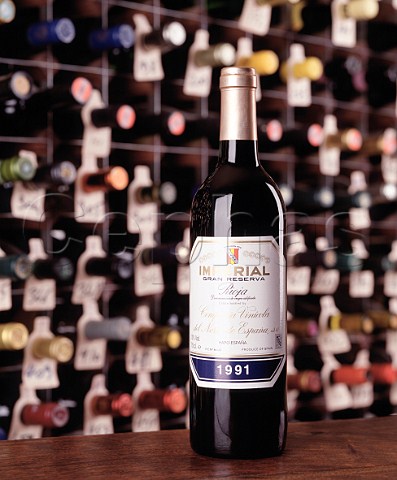 Bottle of 1991 CVNE Imperial Gran Reserva Rioja   in the wine cellar of the Hotel du Vin Bristol