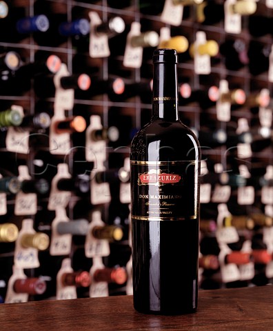 Bottle of 1995 Errazuriz Don Maximiano   in the wine cellar of the Hotel du Vin Bristol