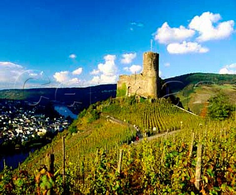 Burg Landshut and the Schlossberg vineyard above   BernkastelKues Germany      Mosel