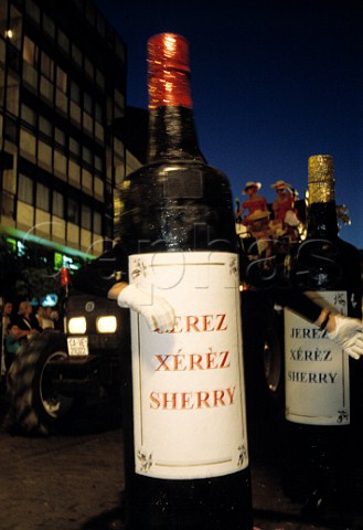Dancing bottle in the carnival during   the Festival of the Grape   Jerez de la Frontera Andaluca Spain   Sherry