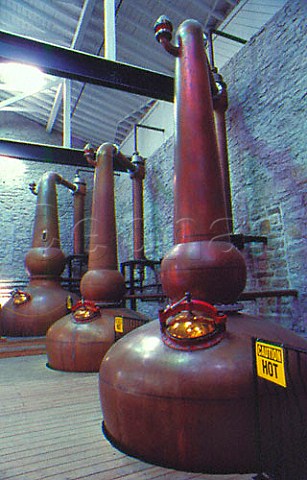 Copper pot stills in the Bourbon   distillery of Labrot and Graham   Kentucky USA