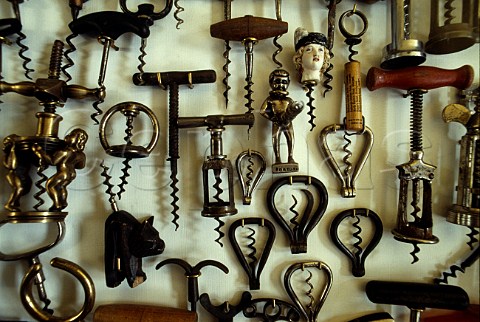 Collection of corkscrews on display in   heurige Vienna Austria