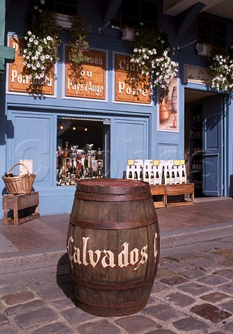 Harbour shop selling Calvados and other   local produce Honfleur France