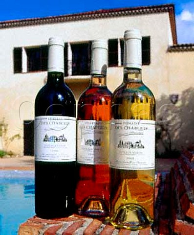 Bottles of red ros and white wine from the   prestige range of Chteau des Chaberts   Garoult Var France   Coteaux Varois