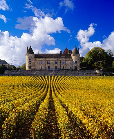 Autumnal vineyard of Antonin Rodet below   Chteau de Rully Rully SaneetLoire France   Cte Chalonnaise