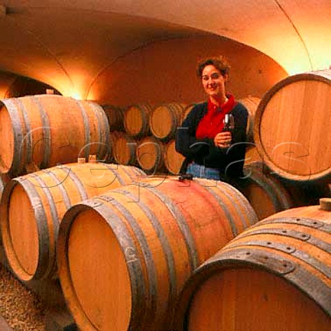 Anne Gros in her barrel cellar   VosneRomane Cte dOr France