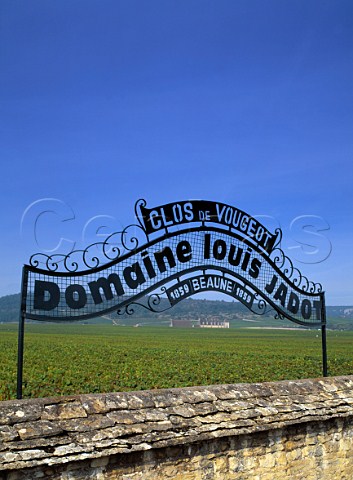 Sign of Domaine Louis Jadot on the wall of the   Clos de Vougeot Cte dOr France   Cte de Nuits Grand Cru
