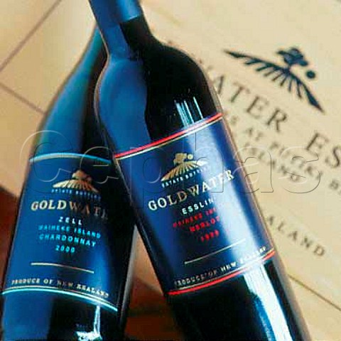 Bottles of Goldwater Estate wines   Waiheke Island New Zealand