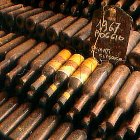 Bottles of 1967 Il Poggio Riserva in the cellars   of Monsanto Barberino Val dElsa Tuscany Italy    Chianti Classico