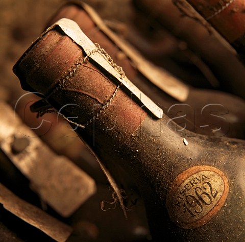 Bottles of 1962 Il Poggio Riserva in the cellars   of Monsanto Barberino Val dElsa Tuscany Italy    Chianti Classico