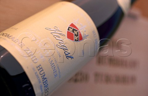 Bottle of Gewrztraminer wine from the   Hengst vineyard of ZindHumbrecht at   Wintzenheim HautRhin France   Alsace Grand Cru