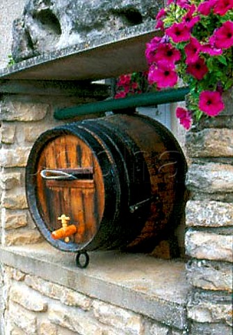 Old barrel used as a letterbox in   Arcenant Cte dOr France  Hautes Ctes de Nuits