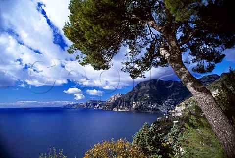 View along the Amalfi coast towards   Positano Campania Italy