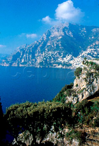View along the Amalfi coast towards   Positano Campania Italy