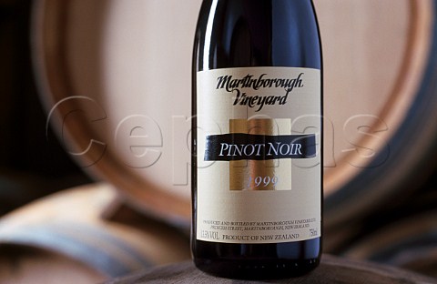 Bottle of Martinborough Vineyard   Pinot Noir in their barrel cellar   Martinborough New Zealand   Wairarapa