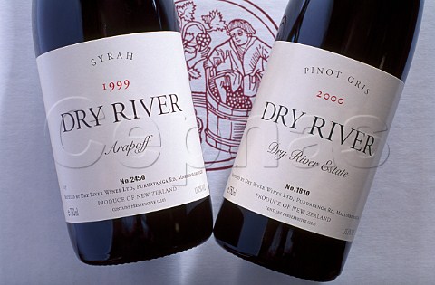 Bottles of Syrah and Pinot Gris wines of   Dry River Martinborough New Zealand   Wairarapa