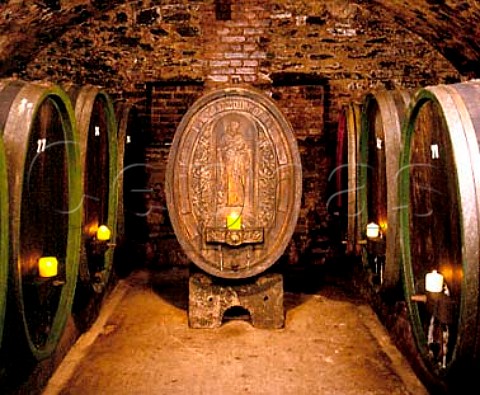 Oak barrels in the cellars of Weingut Johannishof   Johannisberg Germany    Rheingau