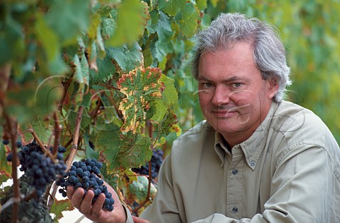 Hubert de Bouard de Laforest in Merlot  vineyard of Chteau Anglus Stmilion  Gironde France Saintmilion  Bordeaux