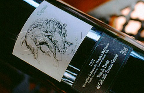 Bottle of Cignale Vino da Tavola wine   from Castello di Querceto Lucolena   Tuscany Italy   Chianti Classico