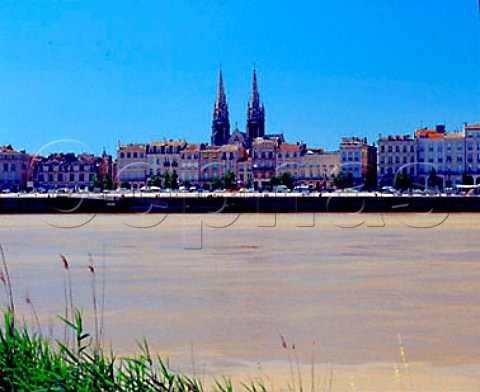 Quai des Chartrons and StLouis church viewed from across the Garonne  Bordeaux Gironde France