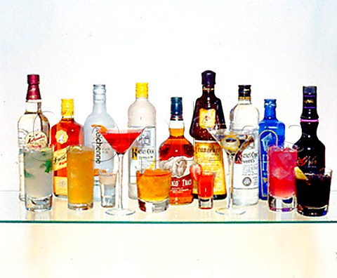 Various bottles of spirits and liqueurs