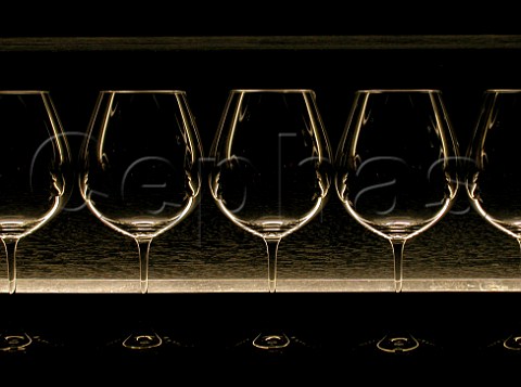 Riedel glasses in Vin Bougnat a French style wine   bar in Kokubunji Tokyo Japan