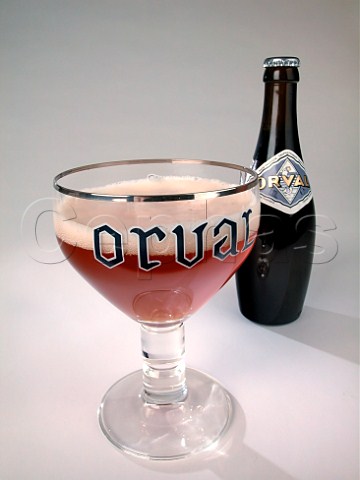 Bottle and glass of Orval Trappist ale Florenville Belgium