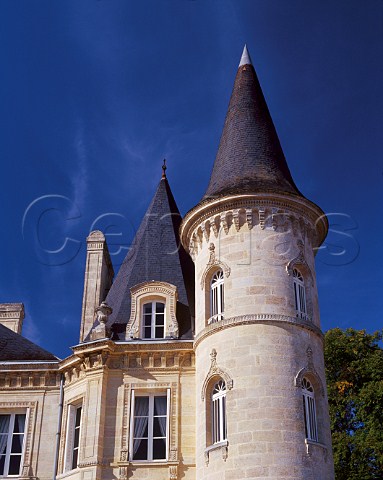 One of the corner towers of Chteau  PichonLonguevilleBaron Pauillac   Gironde France   Mdoc  Bordeaux