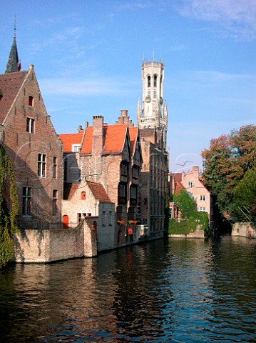 Canal running through the centre of Bruges Belgium