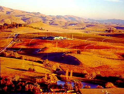 Tolosa winery and autumnal vineyards with the   Santa Lucia Mountains beyond    San Luis Obispo California   Edna Valley AVA