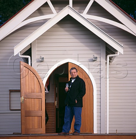 JeanMarie Bourgeois at the door of the reconstructed church which is his tasting room of Clos Henri   Renwick Marlborough New Zealand