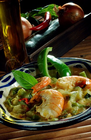 Scampi with mixed vegetables