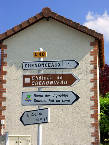 Sign to the Route des Vignobles TouraineVal de   Loire near Chenonceaux   IndreetLoire France  Touraine