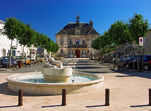 Fountain in the town square Aigre   Charente France  Cognac