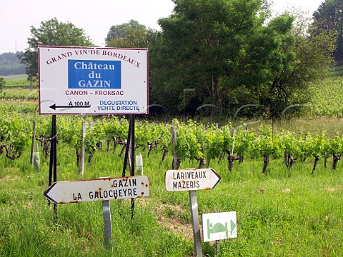 Sign for Chteau du Gazin StAignan  Gironde   France  CanonFronsac  Bordeaux