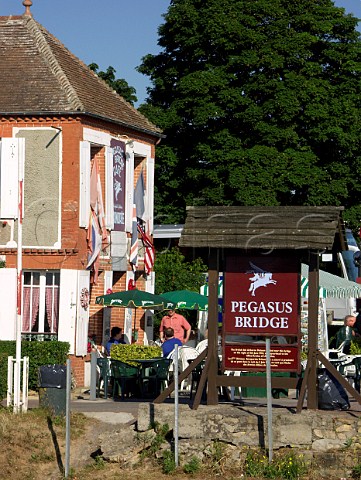 Caf at Pegasus Bridge Ouistreham The bridge was   the first objective to be captured as part of the   allied DDay landings 6 June 1944 Calvados   France Basse Normandie