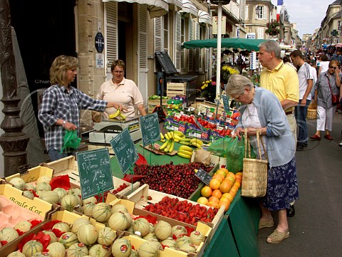 Street market fruit stall Bayeux Calvados France  BasseNormandie