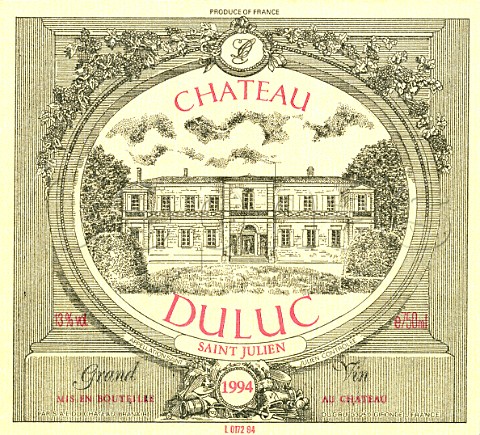 Wine label of Chteau Duluc 1994  StJulien  Bordeaux