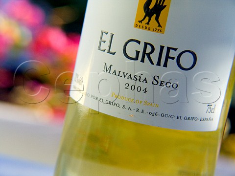 Label of El Grifo Malvasia wine Lanzarote Canary   Islands Spain Lanzarote