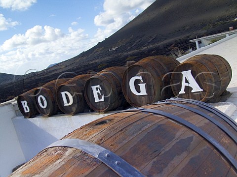 Bodega sign with barrel Lanzarote Canary Islands   Spain  Lanzarote