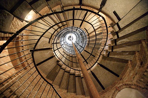 Spiral staircase in winery of Famiglia Anselma   Barolo Piemonte Italy