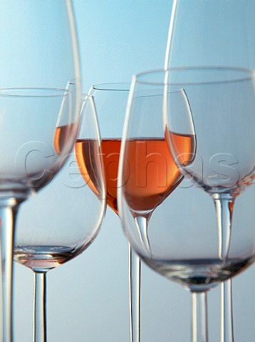 Glasses of ros wine