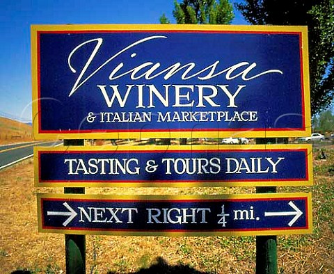 Sign for Viansa winery shop and tasting room   Sonoma California   Carneros
